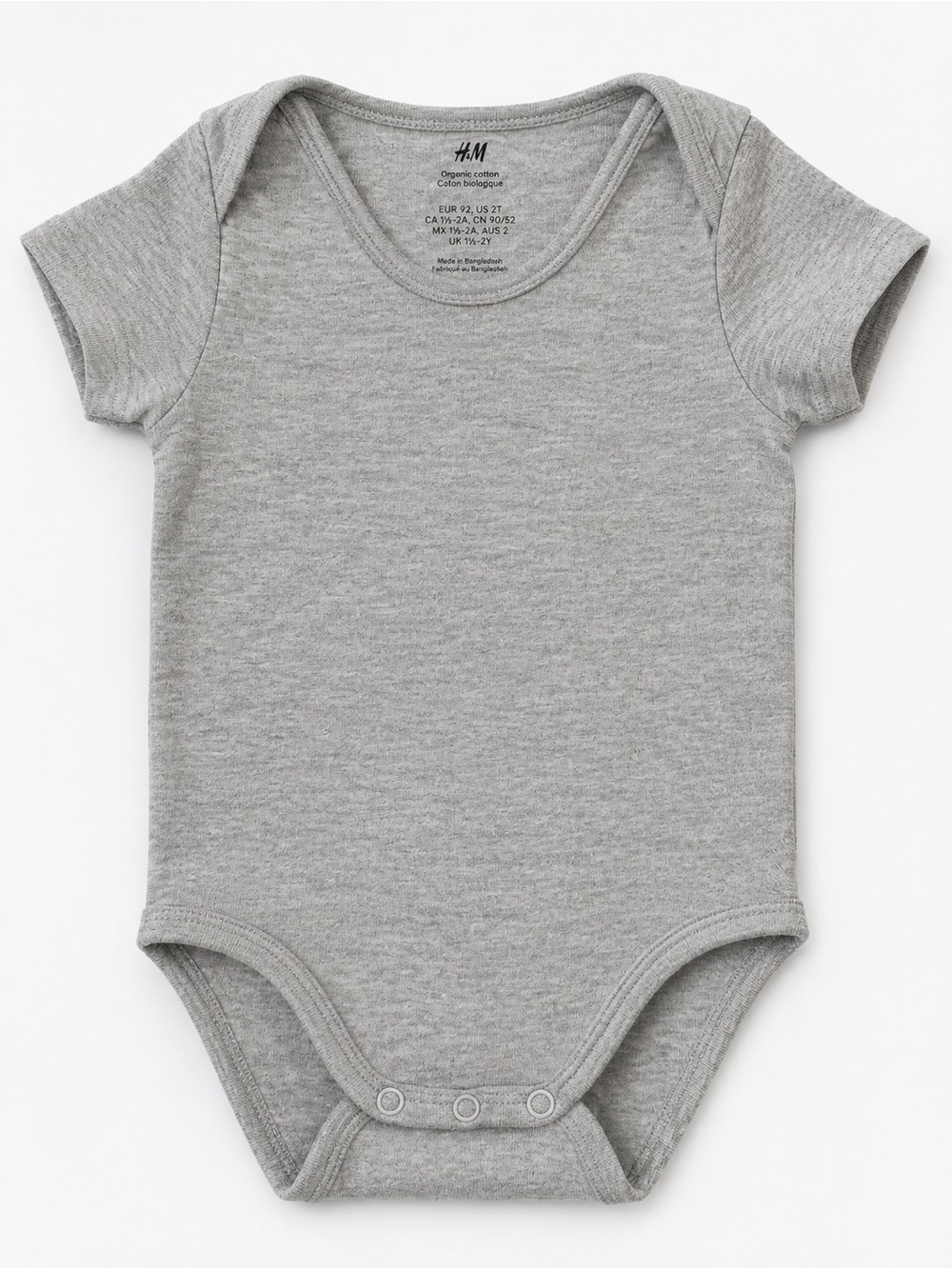 H&M Light Grey Short-Sleeve Baby Bodysuit